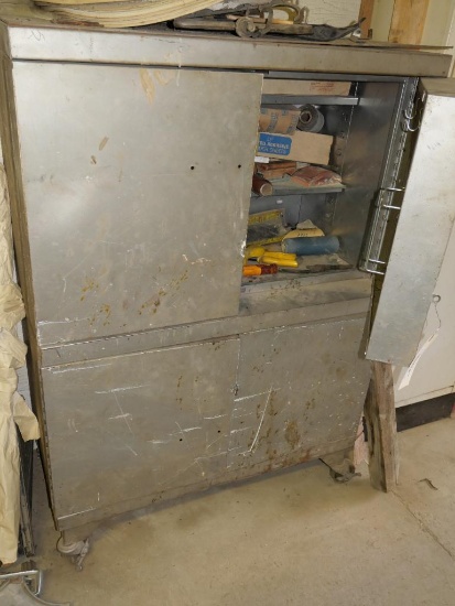 Metal Shop Cabinet Loaded with Sanding Gear