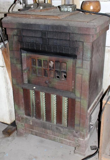 Massive Antique Wood Burning Stove with Accessories