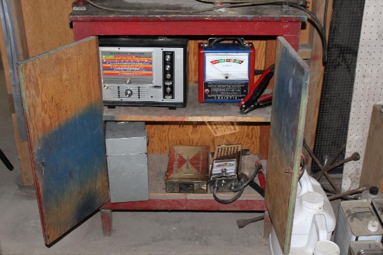 Cabinet Filled With Automotive Tools and Parts