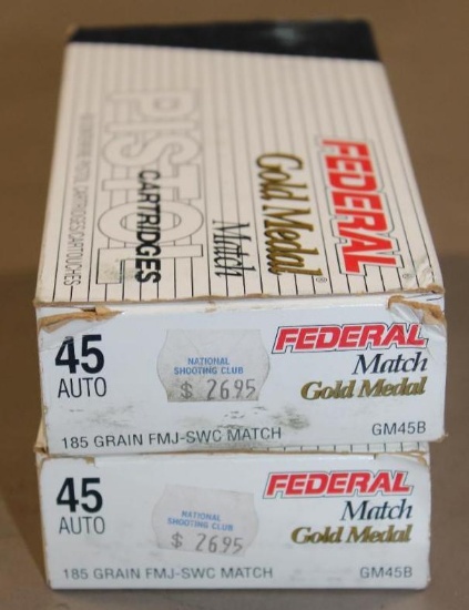 100 Rounds Federal 45 Auto Gold Medal Match Pistol Ammunition