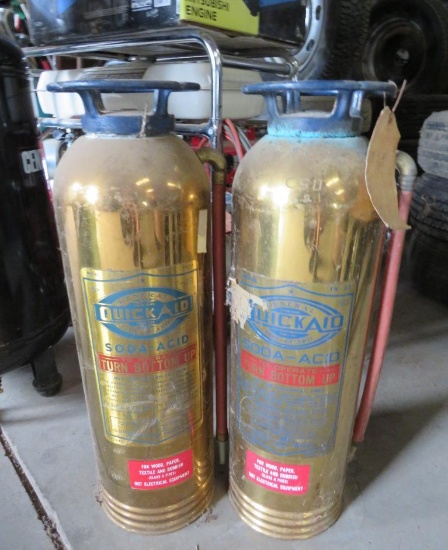 Two Vintage Brass Fire Extinguishers