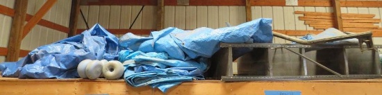 Metal Shelf, Tow Bar and Tarps