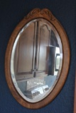 Ca. 1910 Oval Oak Framed Mirror
