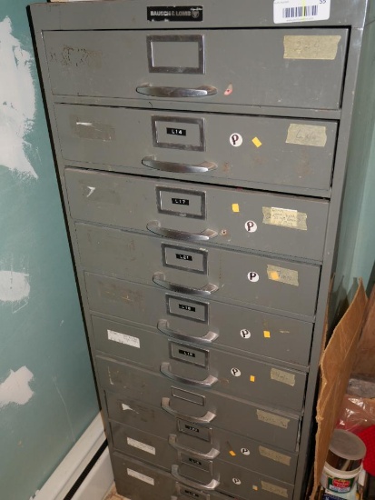 Bausch & Lomb Metal Multi Drawer Cabinet with Reloading Goodies!