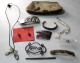 Mixed Jewelry and Hair on Hide Coin Purse