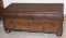 Large Brown Trunk with Blankets and Partial Sheepskin