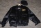 Black Leather US Navy Motorcycle Jacket and Hat