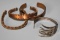 Three Copper Cuff Bracelets and Silver-Plated Fork Bracelet