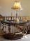 Half Round Hall Table with Glass Inset Surface and Contents