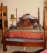 Full Size Poster Bed with Side Table and Lamp