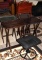 Set of Dark Wood TV Trays, Magazine Holder, and Stool