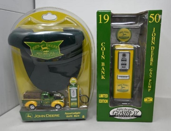 John Deere Gas Pump Coin Bank & Nostalgic Gift Set