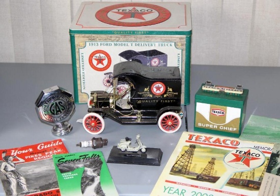 Collectable Die Cast Texaco Car with Tin and more