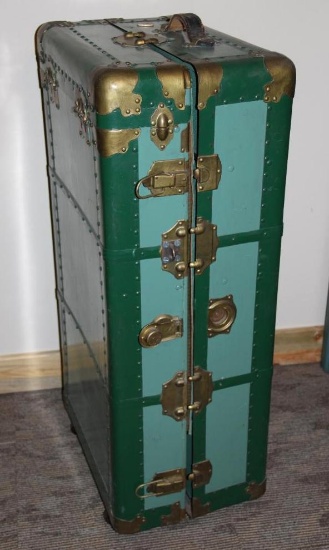Cool Old Steamer Trunk with Built-In Drawers and Hanger