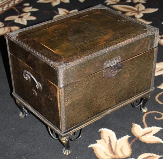 Small Decorative Trunk with Mixed Costume Jewelry