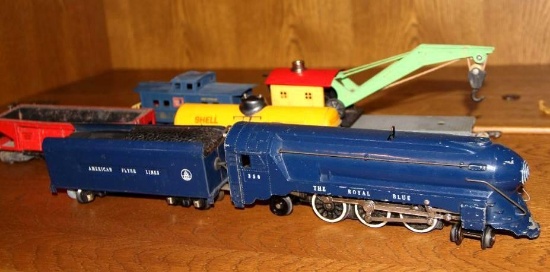 American Flyer Royal Blue Diecast Engine and Fuel Car Set and More