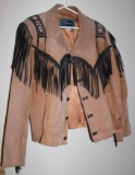 Fridged and Beaded Leather Jacket by Echo Mountain