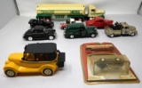 Six 1/34 Scale Model Cars & Hess Truck