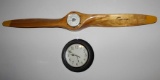 Wood Propeller Barometer and Clock