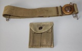 Adjustable US Military Belt with Buckle and Ammo Pouch
