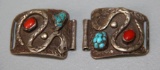 Pair of Unmarked Silver Southwestern Watch Band Components