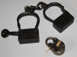 Great Old-Style Iron Handcuffs and Padlock