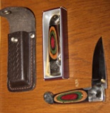 Pair of Colorful Wood Handled Folding Knives