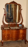 Gorgeous Antique Serpentine Dresser with Swivel Mirror