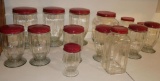 Vintage Glassware with Red Lids