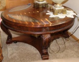 Beautiful Round Wood and Glass Coffee Table