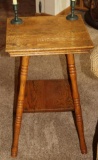 Square Oak Two-Tiered Side Table