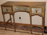 Beautiful Refurbished Antique Desk and Brass Floor Lamp