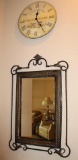 Pair of Decorative Wall Clocks and Mirror