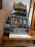 Antique Cash Register with Wooden National Base