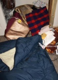 Mixed Blankets and Contents of Closet Floor
