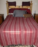 Rustic Wood Bed with Mattress Set and Bedding