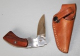 Kershaw Folding Knife in Leather Sheath
