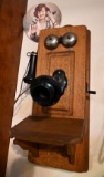 Gorgeous Antique Oak Wall Phone