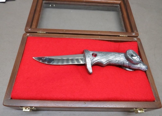 Limited Edition Michael Ricker 1996 Rams Head Fixed Blade Knife | Guns ...