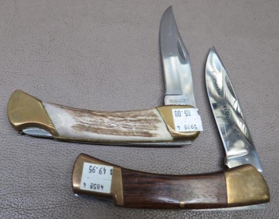 Schrade LB7 and Precise Deerslayer Lockback Folding Knives