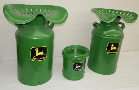 John Deere Tractor Seat / Milk Can Set