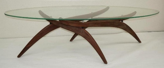 Sculptural Mid Century Walnut & Glass Forrest Wilson Coffee Table!