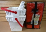 Four Pack of Life Jackets & Two Foam Coolers