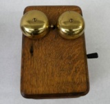 Antique Wood Case Phone with Brass Hardware