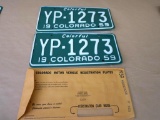 1959 Colorado License Plate Pair!