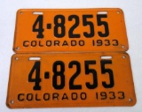 1933 Colorado License Plate Pair!