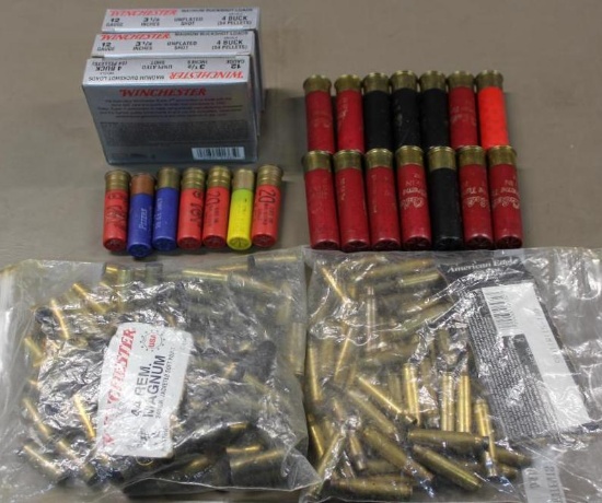 Assorted 12 and 20 Gauge Shotshells and Mixed Brass
