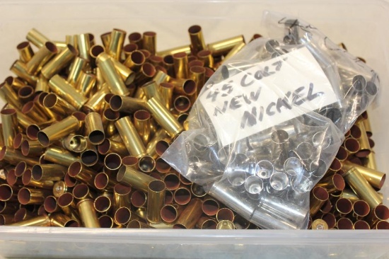 Mixed Fired Brass and New Nickel 45 Colt Cases for Reloading