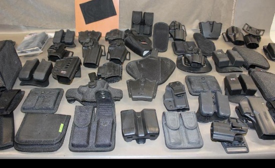 Huge Number of Canvas and Hard Shell Handgun and Ammo Holsters and Components