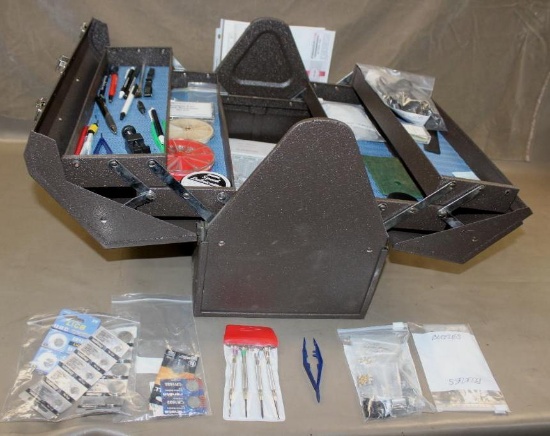 Homak Industrial Steel Toolbox with Mixed Watch-Maker's Tools and Components